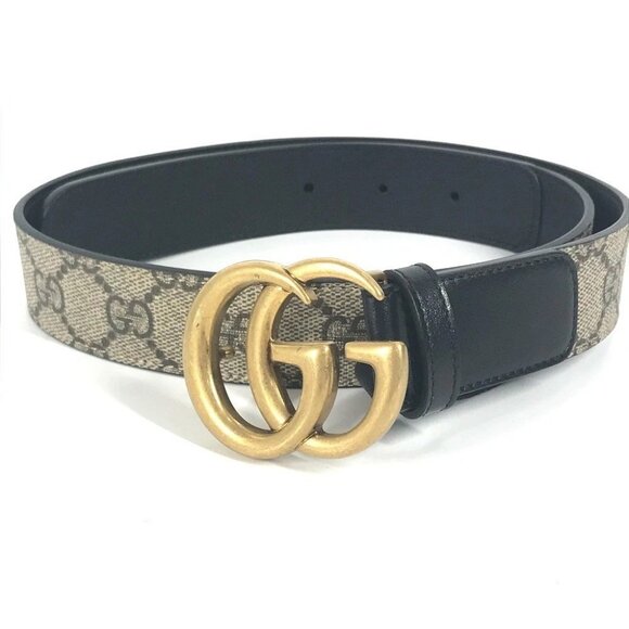 GUCCI 625839 GG Supreme double G slim belt Logo Buckle Accessories belt - Picture 2 of 14